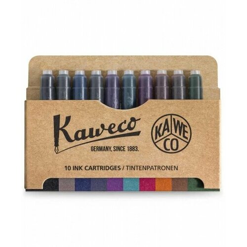 набор картриджей для перьевой ручки kaweco smokey grey 6 шт в картонной упаковке Kaweco 11000344 Картриджи с чернилами (10 шт) для перьевой ручки kaweco, ассорти цветов