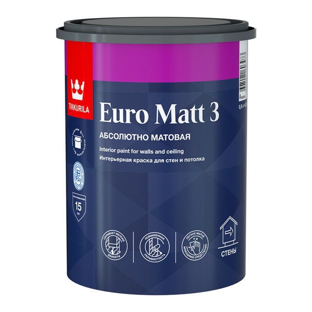 Краска в/д euro matt 3 a 0.9 л, арт.700001111