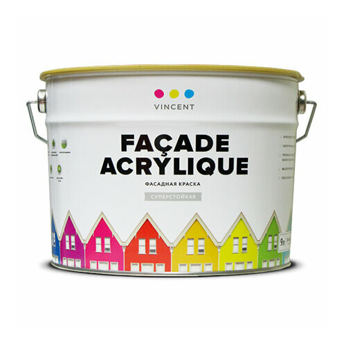 VINCENT FACADE ACRYLIQUE F 2 краска фасадная, суперстойкая, матовая, база А (0,8л)