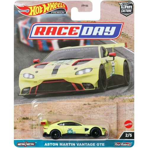 Коллекционная Premium машинка Hot Wheels Aston Martin Vantage GTE Lime Essence (коллекция Car Culture 2023, серия Race Day, 2/5)