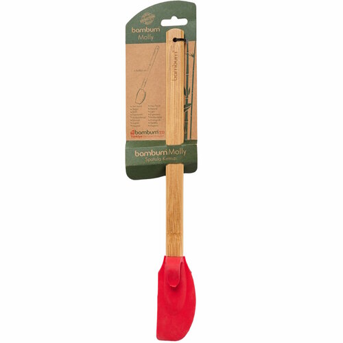 Лопатка силиконовая с ручкой из бамбука Molly, размер: 4,3х34,5х3 см. цвет: красный
