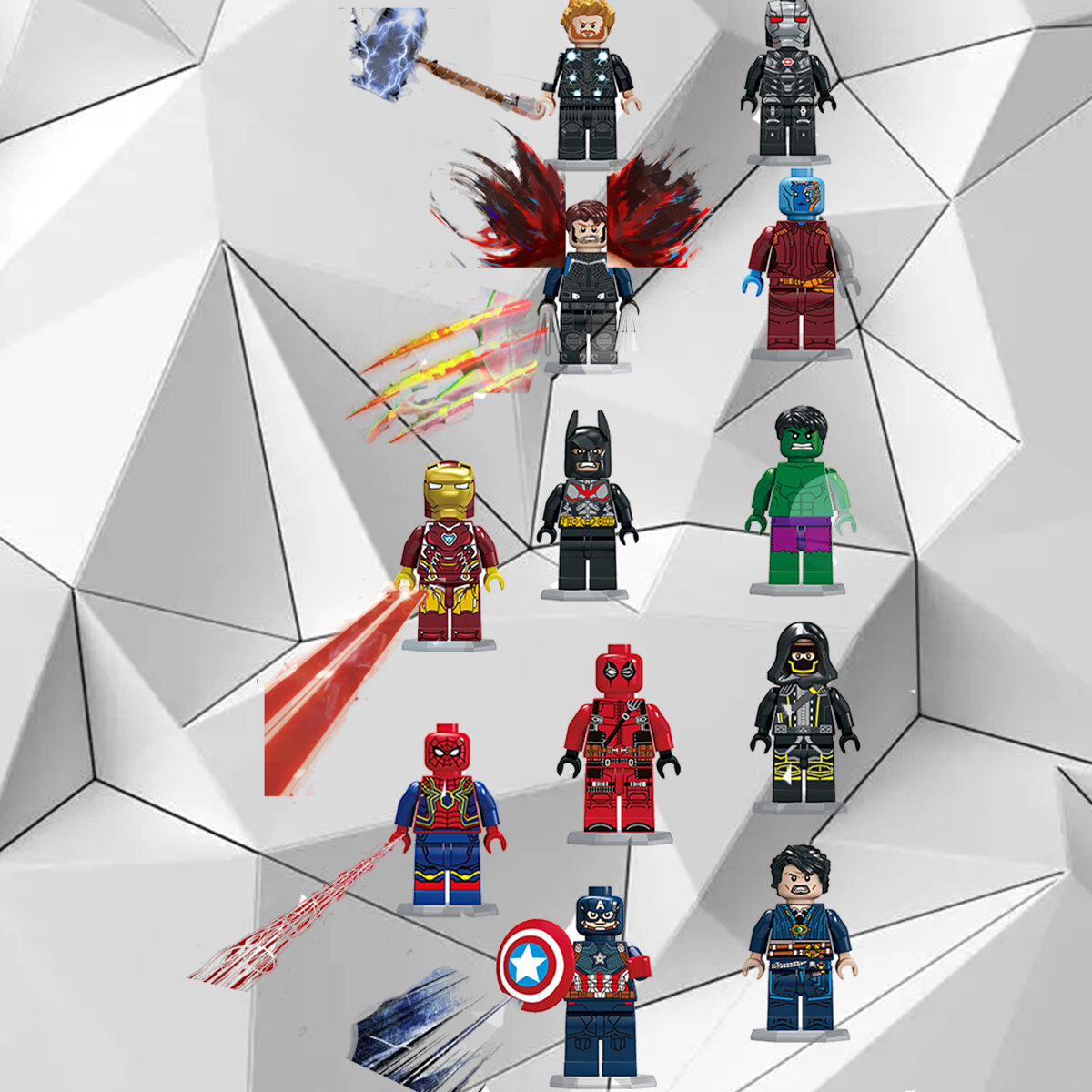 Набор супергероев 12 шт Капитан Америка Спайдер мен Стражи галактики Железный человек/ бэтмен фигурки Халк