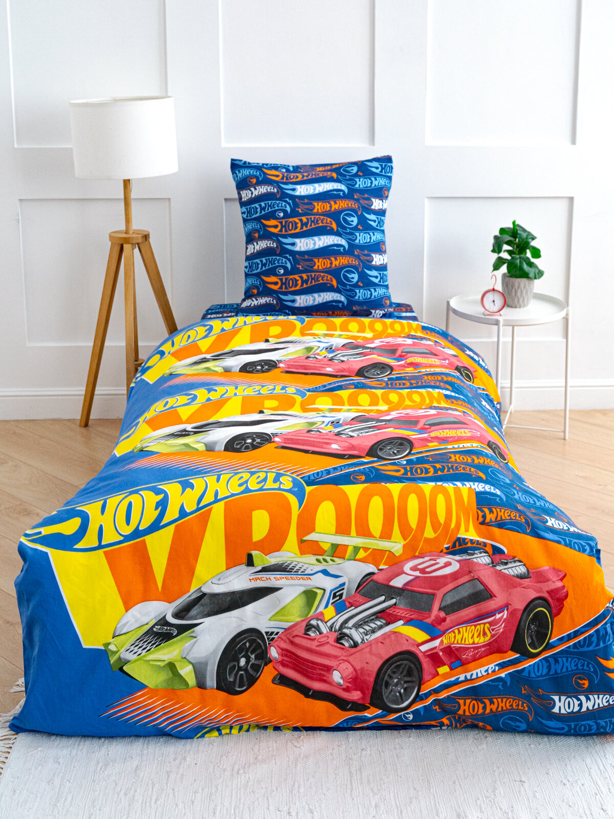 Детское постельное белье 1.5 спальное Павлинка Hot wheels бязь гонки — фото 1