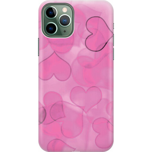 Силиконовый чехол на Apple iPhone 11 Pro / Эпл Айфон 11 Про с рисунком Розовые сердечки