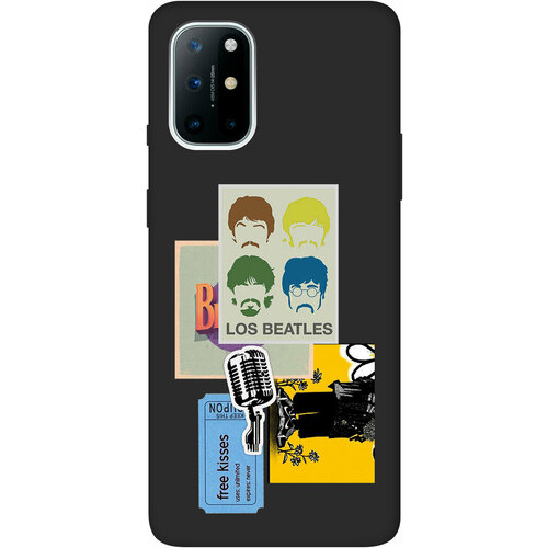 Матовый Soft Touch силиконовый чехол на OnePlus 8T, ВанПлюс 8Т с 3D принтом Beatles Stickers черный матовый soft touch силиконовый чехол на oneplus 8t ванплюс 8т с 3d принтом nirvana черный