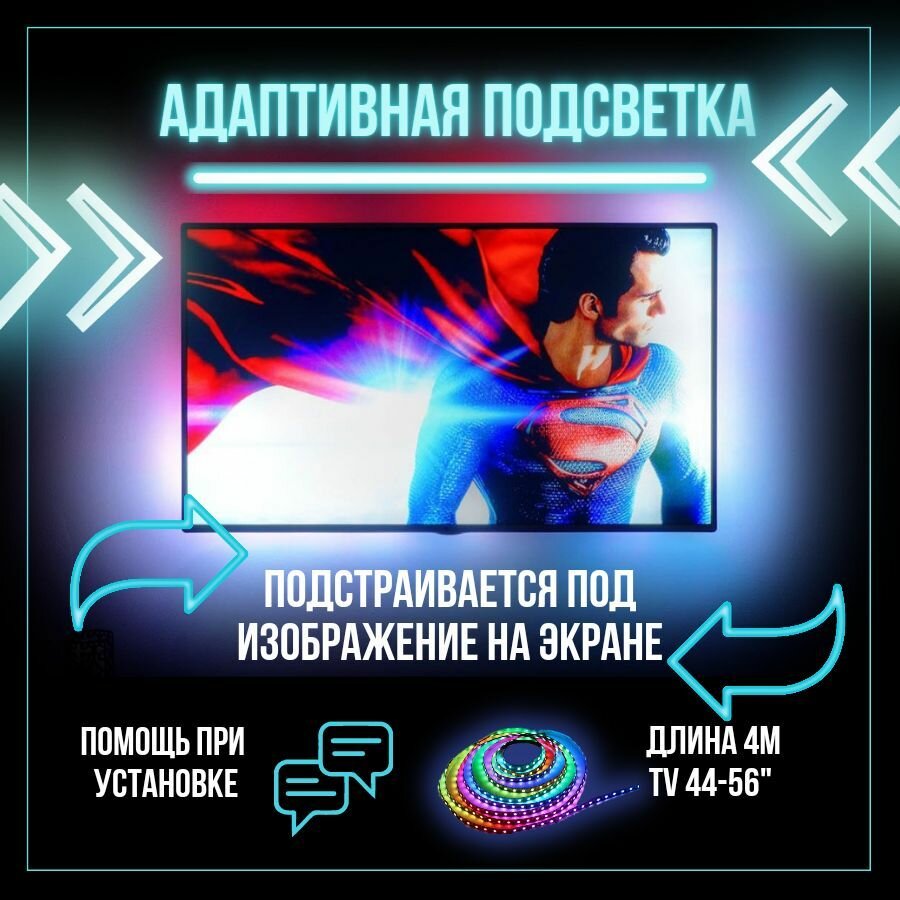 Динамическая адаптивная подсветка Ambilight 4м для телевизоров 44 - 56"