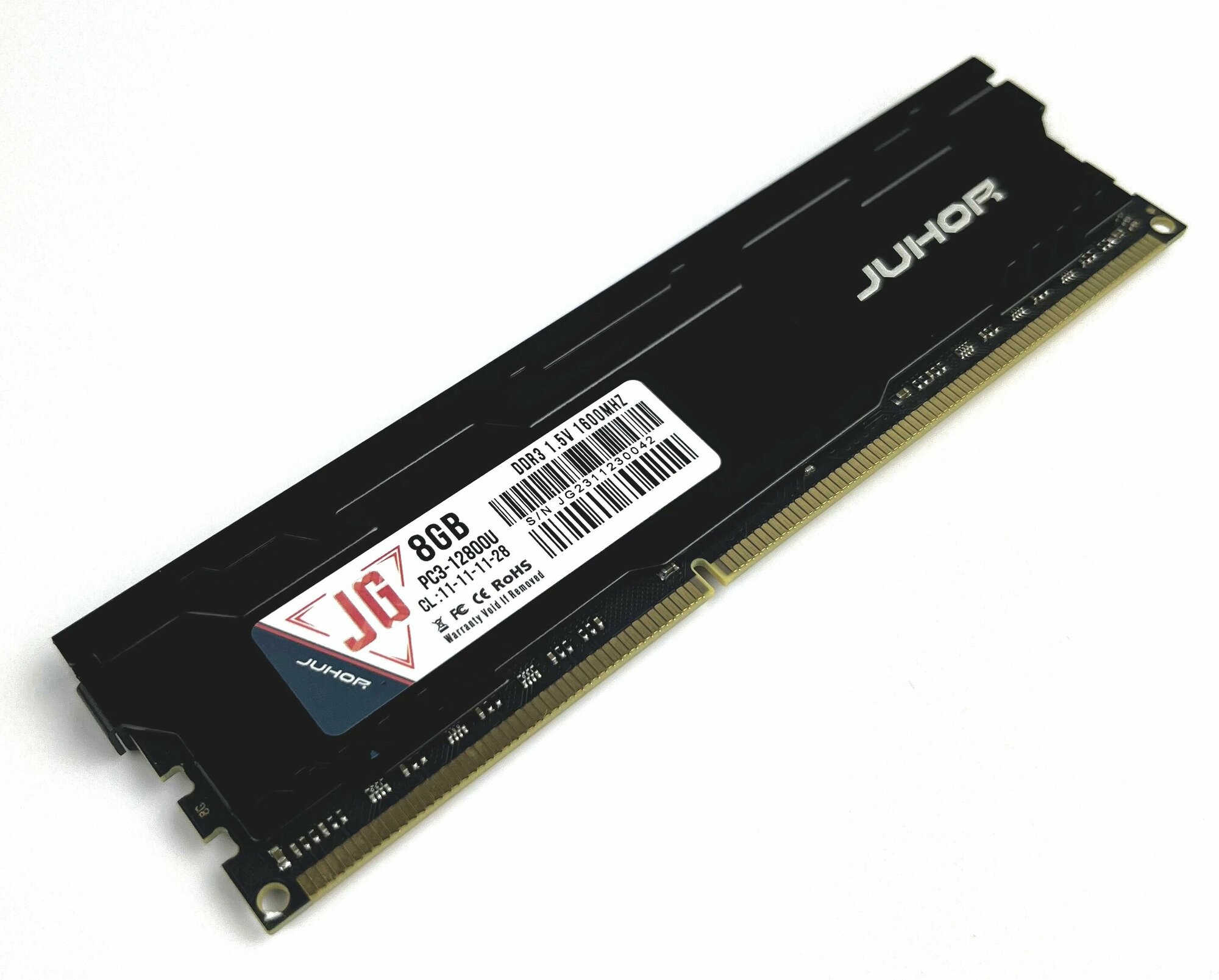 Оперативная память с радиатором для компьютера JUHOR 8Гб DDR3 1600MHZ PC3-12800U Black