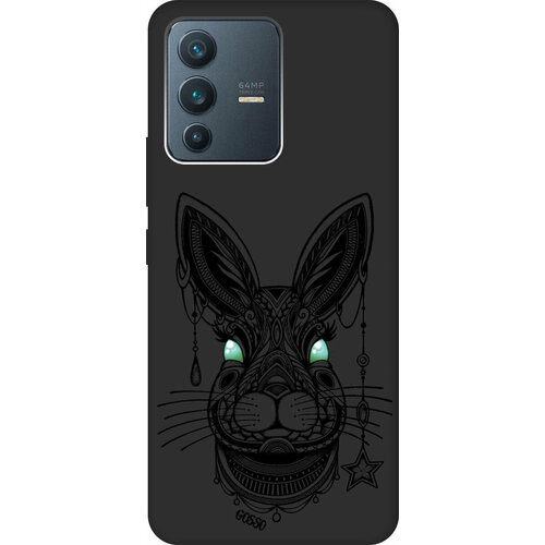 Матовый Soft Touch силиконовый чехол на Vivo V23 / Виво В23 с 3D принтом Grand Rabbit черный матовый soft touch силиконовый чехол на vivo v23 виво в23 с 3d принтом gucci stickers черный