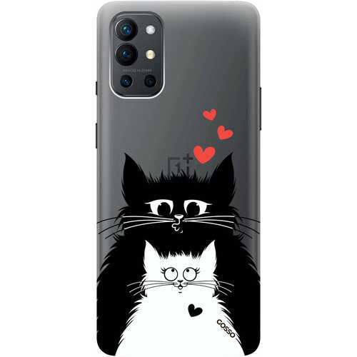 Силиконовый чехол на OnePlus 9R / ВанПлюс 9Р с 3D принтом Cats in Love прозрачный силиконовый чехол на oneplus 9r ванплюс 9р с 3d принтом cats прозрачный