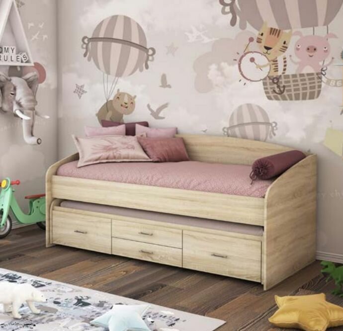 фото Кровать детская выдвижная Легенда 5 Дуб сонома