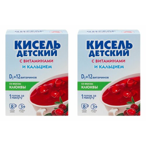 Кисель детский со вкусом клюквы с витаминами и кальцием, Витошка, Россия, 200 г (8*25г) х 2шт