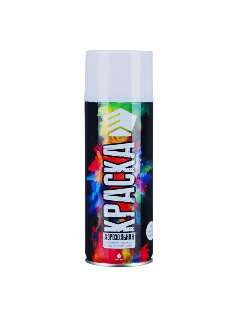 фото Краска аэрозоль 400мл, Белый глянец