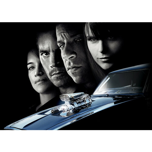 Плакат Форсаж, Fast & Furious на баннере, 5984см. А1