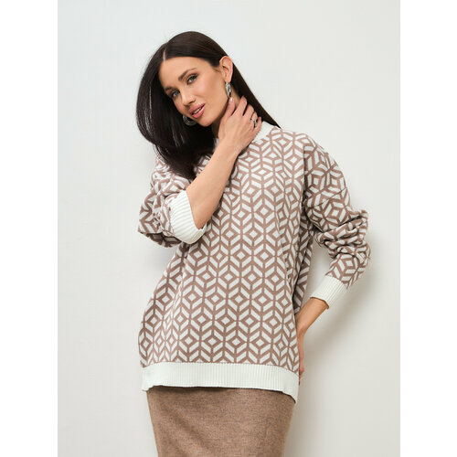 фото Свитер, размер onesize, белый, бежевый jove mod