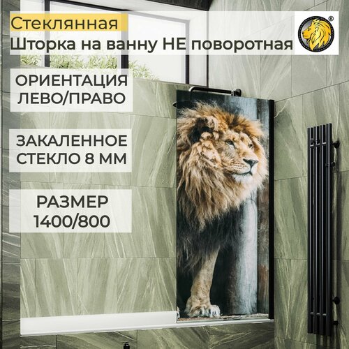 Стеклянная душевая шторка на ванну с рисунком ФПШ-001, 1400/800 в белом профиле