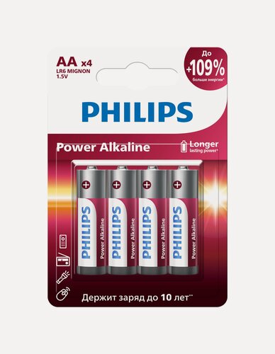Изображение товара Батарейка AA LR6 (PHILIPS) (4шт.) Power