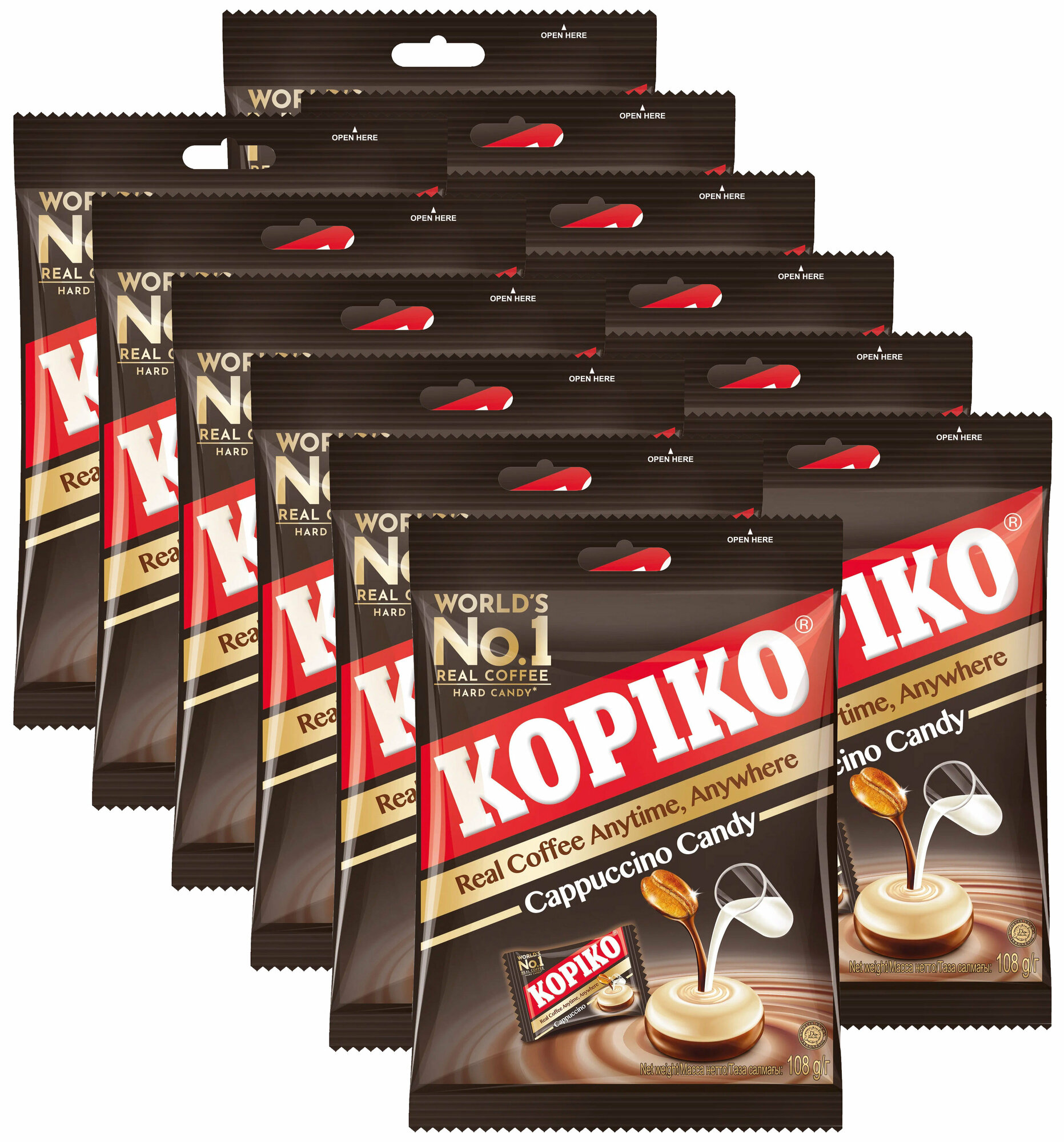 Kopiko Cappuccino Candy 108г х 6 уп Леденцы со вкусом капучино от Копико