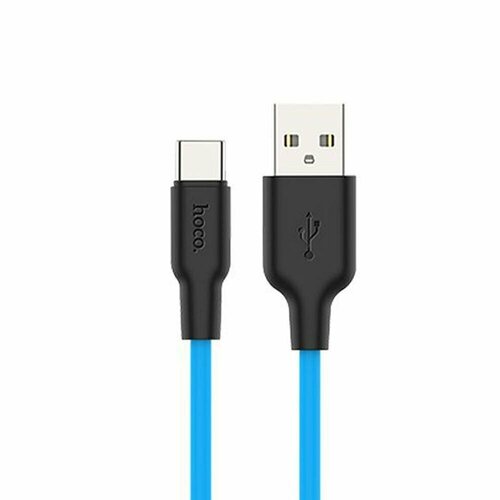 USB кабель HOCO X21 Plus Silicone Type-C, 3А, 1м, силикон (синий/черный) usb кабель hoco x21 plus silicone type c 3а силикон 1м оранжевый черный