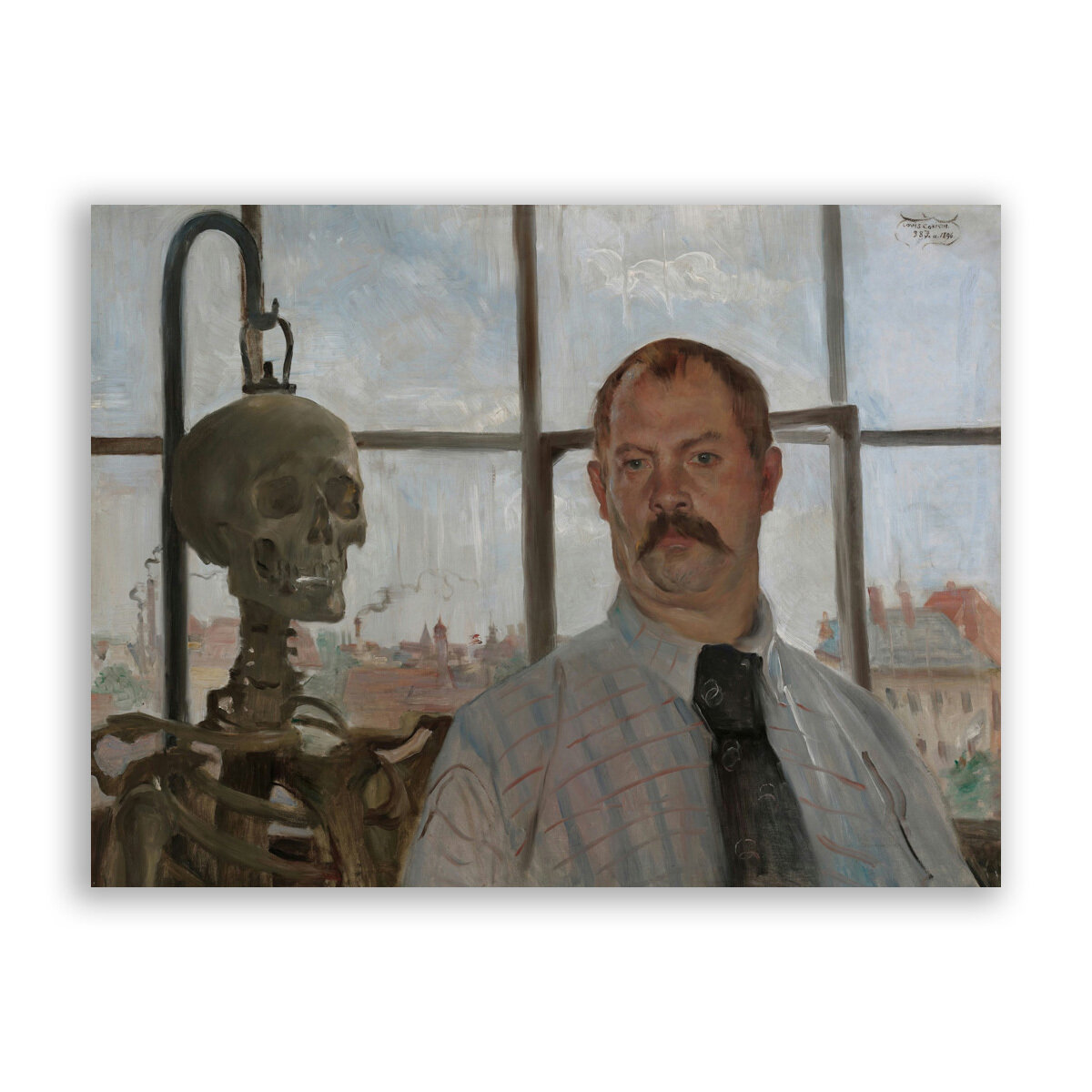 Картина на холсте, репродукция / Ловис Коринт - Selfportrait with skeleton / Размер 60 x 80 см