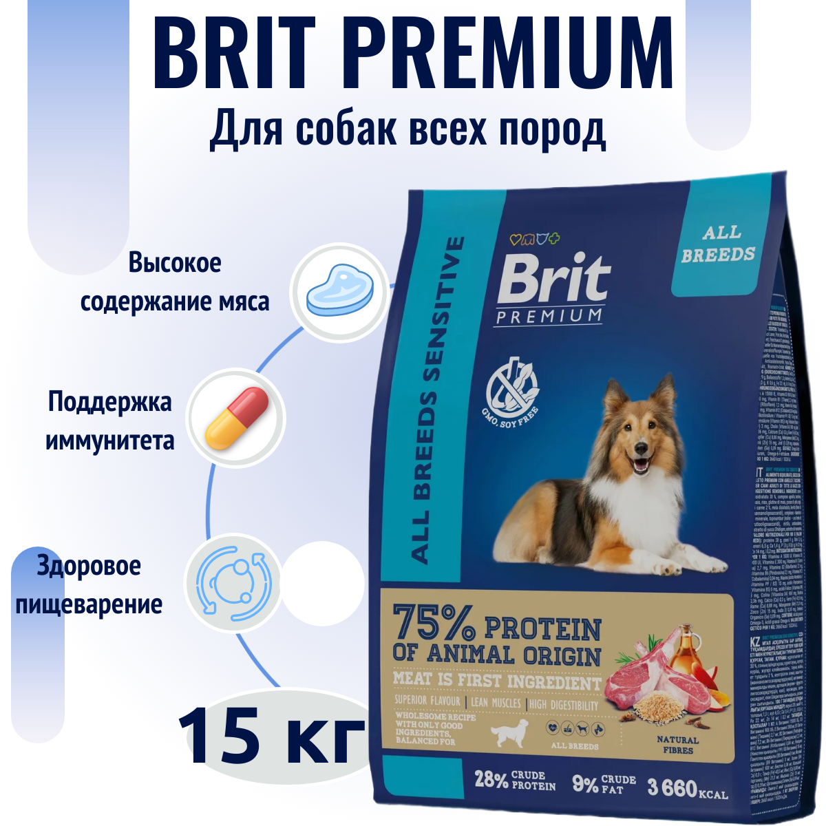 Сухой корм для собак Brit Premium Sensitive с бараниной и индейкой 1кг - фото №18