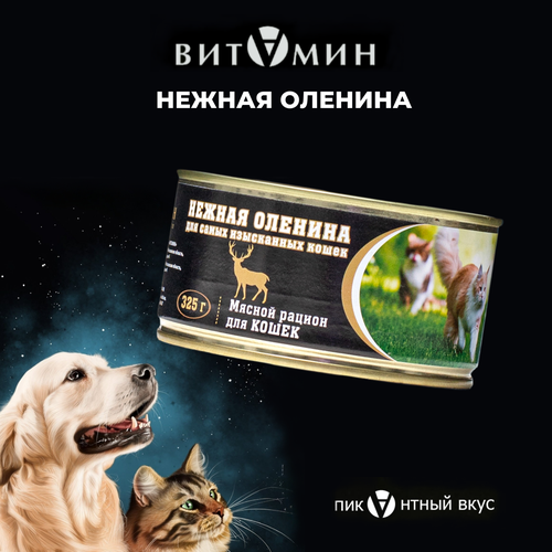 Влажный корм для кошек витамин Нежная оленина ж/б 325г