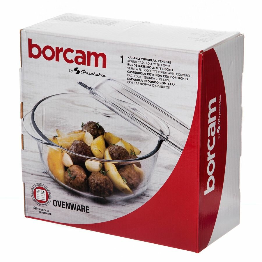 Форма для запекания Pasabahce Borcam 1,45л, бесцветная, круглая — фото 1