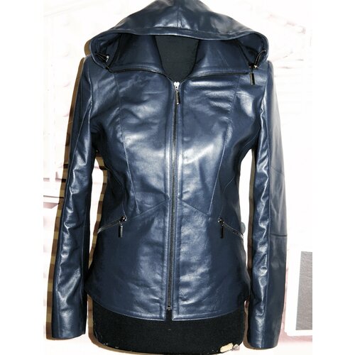 фото Кожаная куртка , размер 2xl, синий ип паршков е.в.