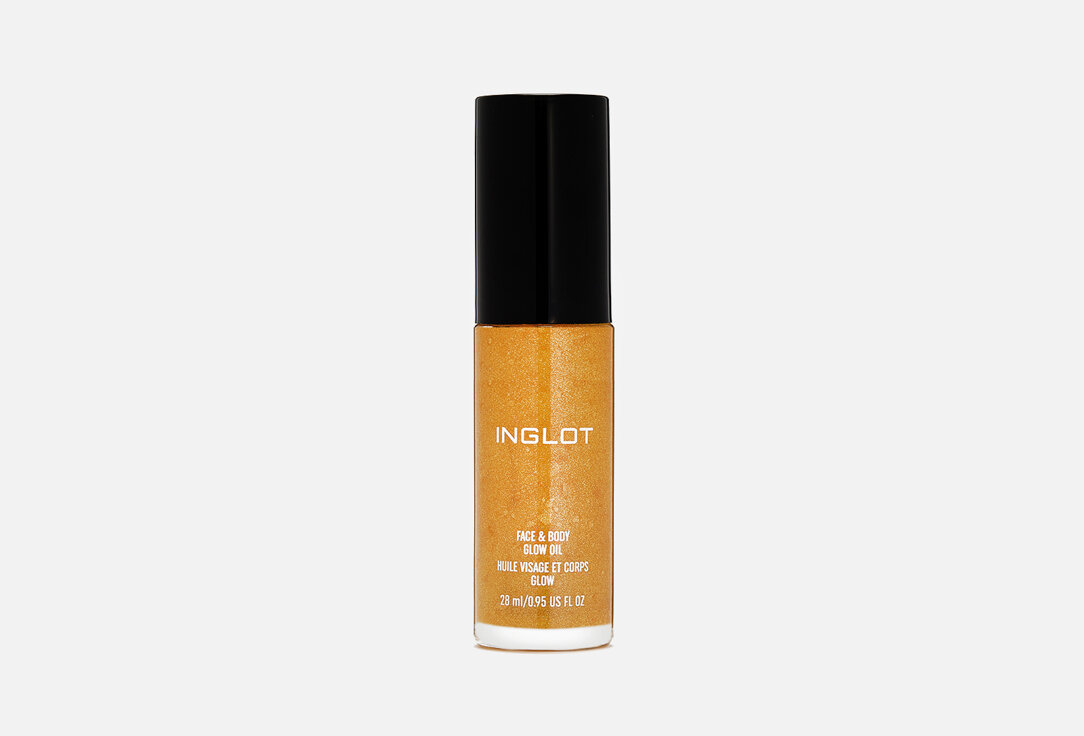 Масло для лица и тела с эффектом сияния Inglot glow золотистый / объём 28 мл