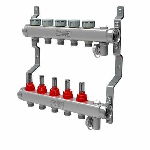 Коллектор нерж. с расходомерами 1 Royal Thermo, 8 выходов
