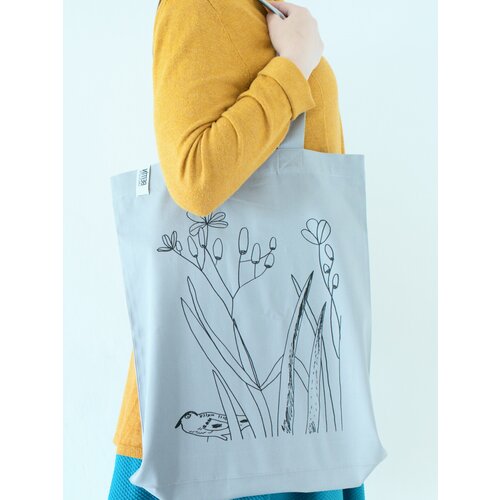 Сумка шоппер простые вещи, фактура гладкая, серый