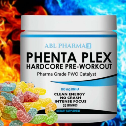 фото Предтренировочный комплекс abl pharma phenta plex hardcore pre-workout, кислые мармеладные червячки, 30 порций