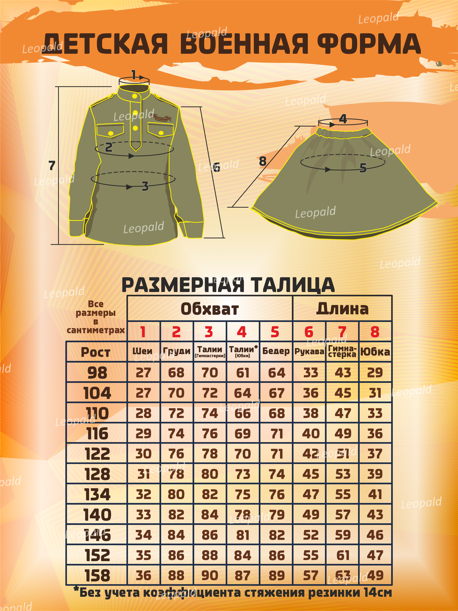 Детская военная форма "Юный солдат" для девочки, размер 116 — фото 1