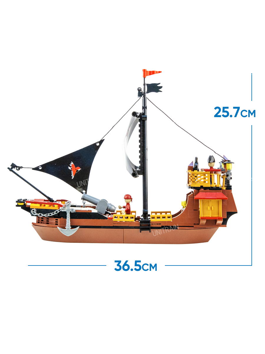 Большой конструктор пиратский корабль, фрегат, фигурки в комплекте, 308 деталей