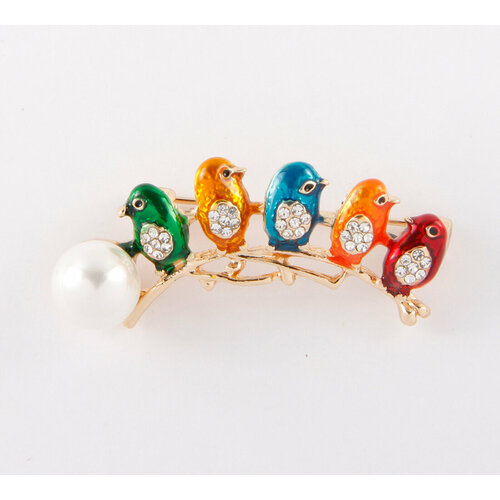 Брошь, белый, оранжевый