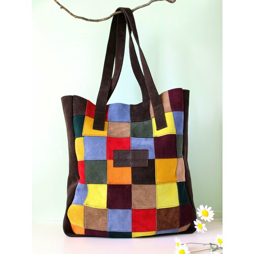 фото Сумка шоппер sum6\6, фактура бархатистая, хаки, коричневый ип родионова ирина алексеевна