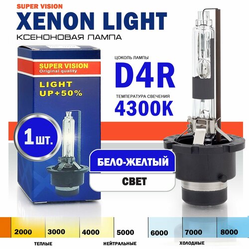 Ксеноновая лампа Xenon Light D4R 4300K Super Vision для автомобиля штатный ксенон, питание 12V, мощность 35W, 1 штука