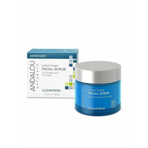 Andalou Naturals, Скраб для лица: сахарный тростник, манука мёд, лимон, 50 g andalou naturals brightening pumpkin honey glycolic mask гликолевая маска тыква и мёд манука 50 мл