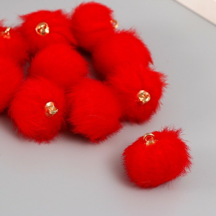 Арт Узор Декор для творчества искусственный мех "Шарик" красный набор 10 шт, d=2 см