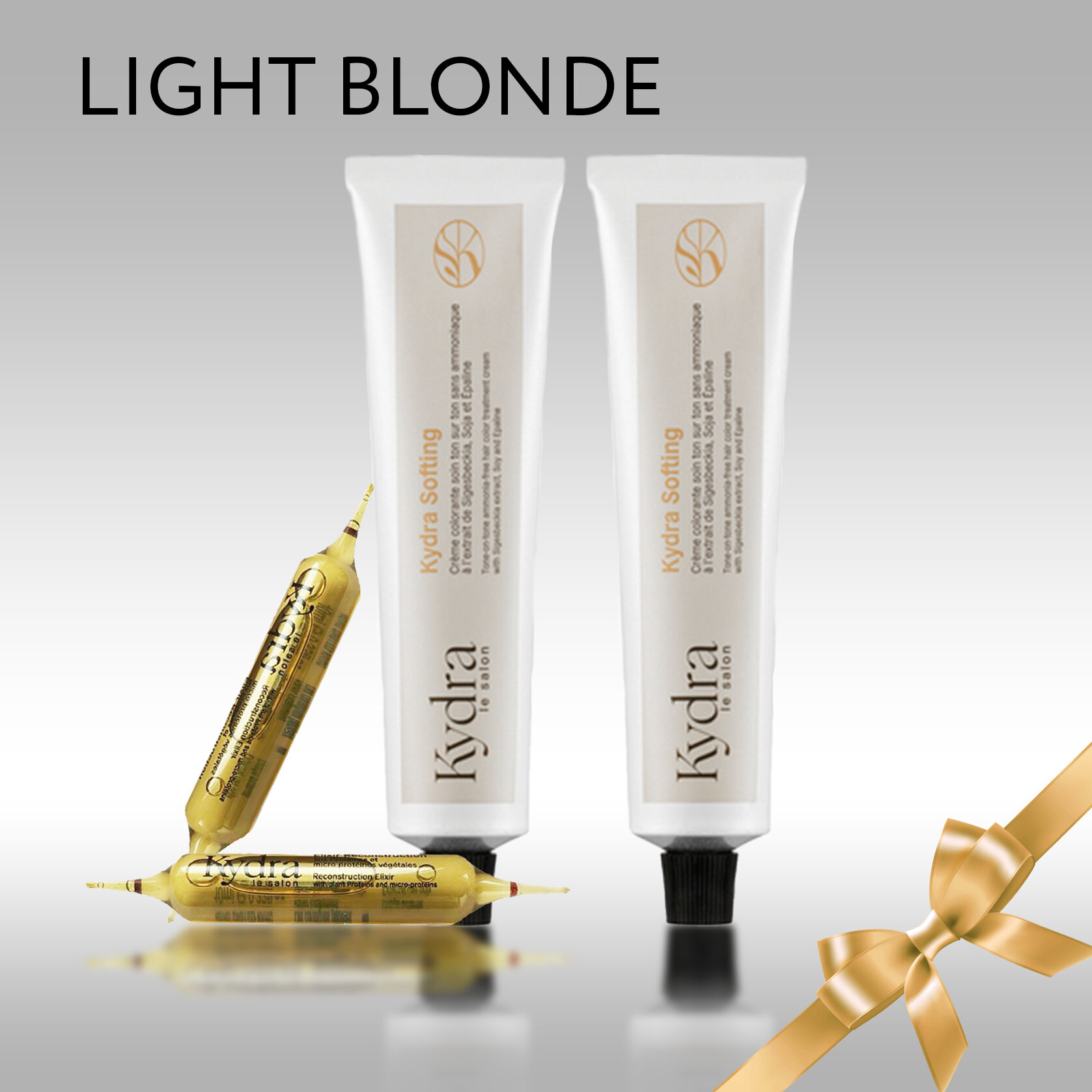 Набор KYDRASOFTING: light Blonde 2шт по 60мл, Эликсир-уход с растительными белками 2 ампулы по 10мл, Подарок