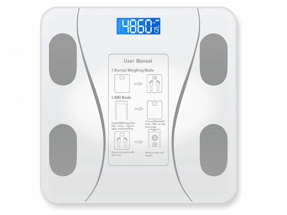 Умные диагностические весы / Напольные весы / показателей для iPhone Android электронные с анализатором / цвет белый