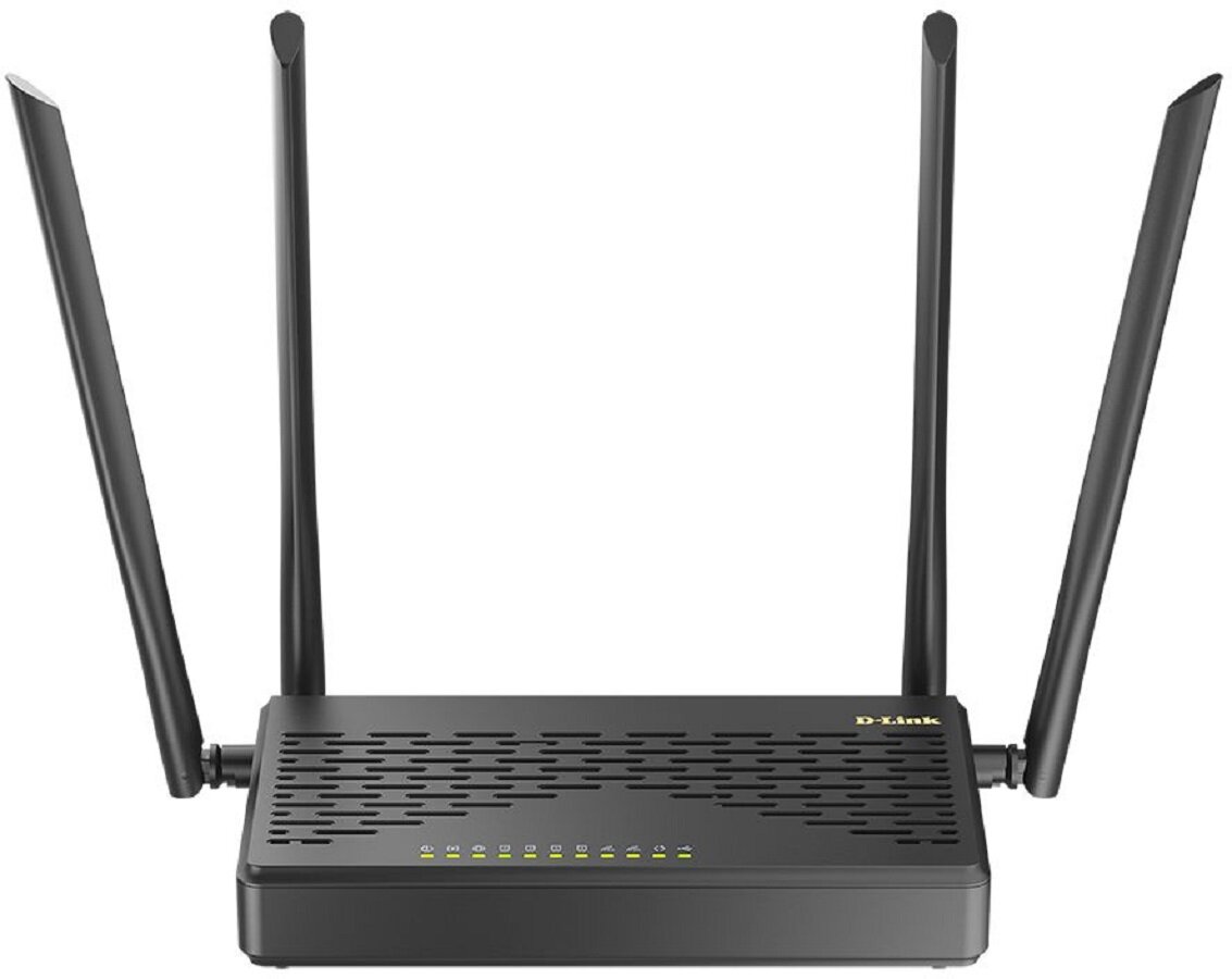 Роутер беспроводной D-Link DIR-825/GFRU/R3A, маршрутизатор AC1200, черный