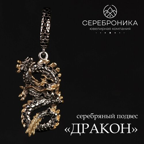 Подвеска Сереброника, серебро, 925 проба, шпинель, размер 5.3 см.