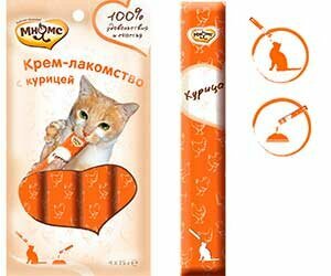 Лакомство для кошек Мнямс крем курица 15г