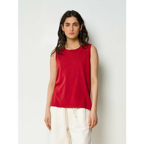 фото Топ madii топ майка вязаный трикотажный свободный прямой, размер m, красный