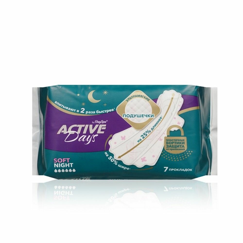 Прокладки женские ночные Day Spa Active Days Night Soft 7 штук