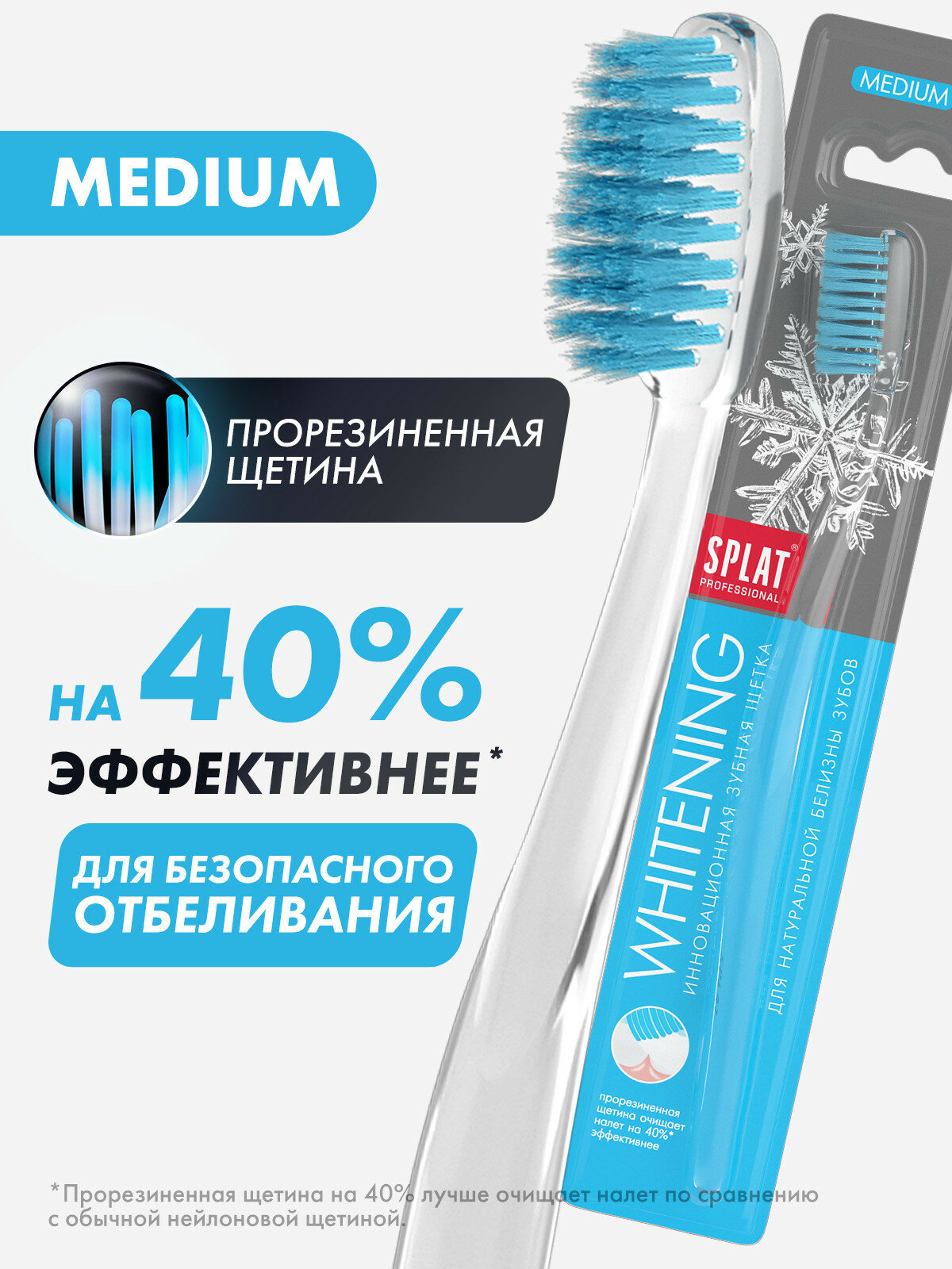 Зубная щетка SPLAT Whitening medium, голубой