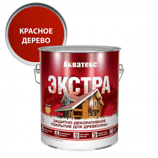 Защитно-декоративное покрытие для дерева акватекс экстра алкидное, полуглянцевое, красное дерево 2,7л