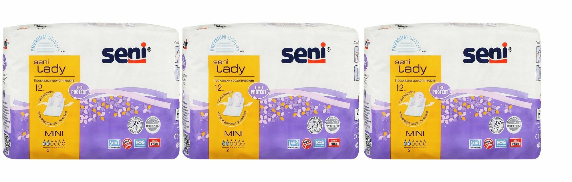 SENI Прокладки урологические LADY Mini по 12 шт, 3 уп
