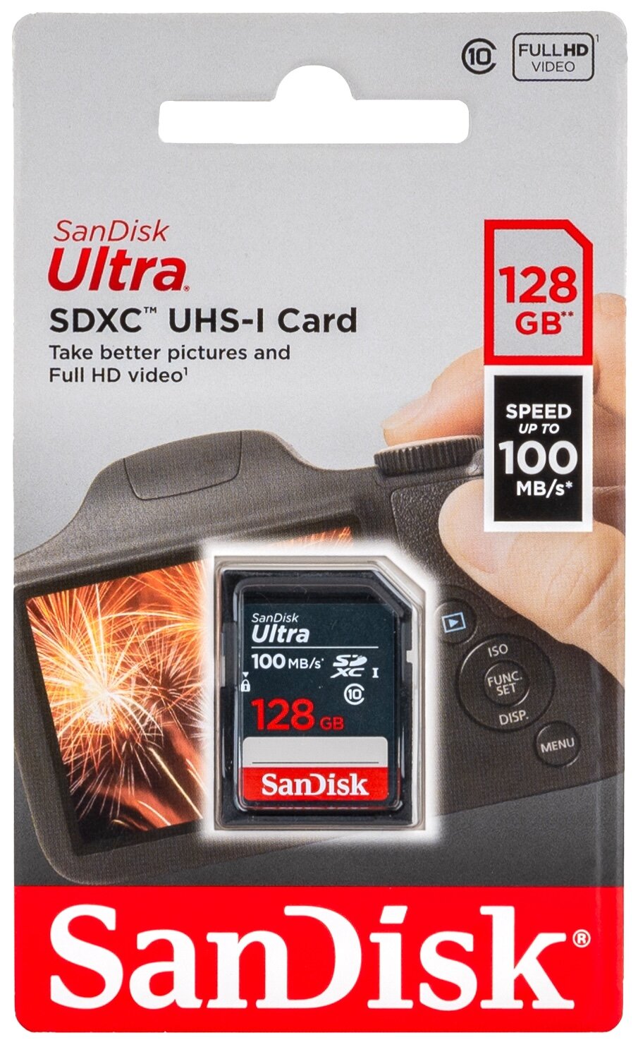 Карта памяти SanDisk SDHC 128 ГБ Ultra Class 10 UHS-I U1 (100 Mb/s)