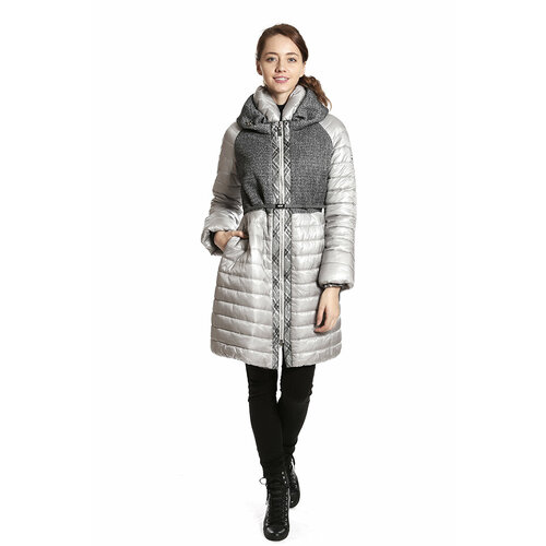 Пальто , размер 42, серый, серебряный
